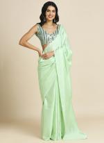 Soft Silk Mint Green Party Wear Sequins Work Saree